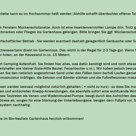 Bio-nestlein Gartenhaus Campingplatz Löffingen